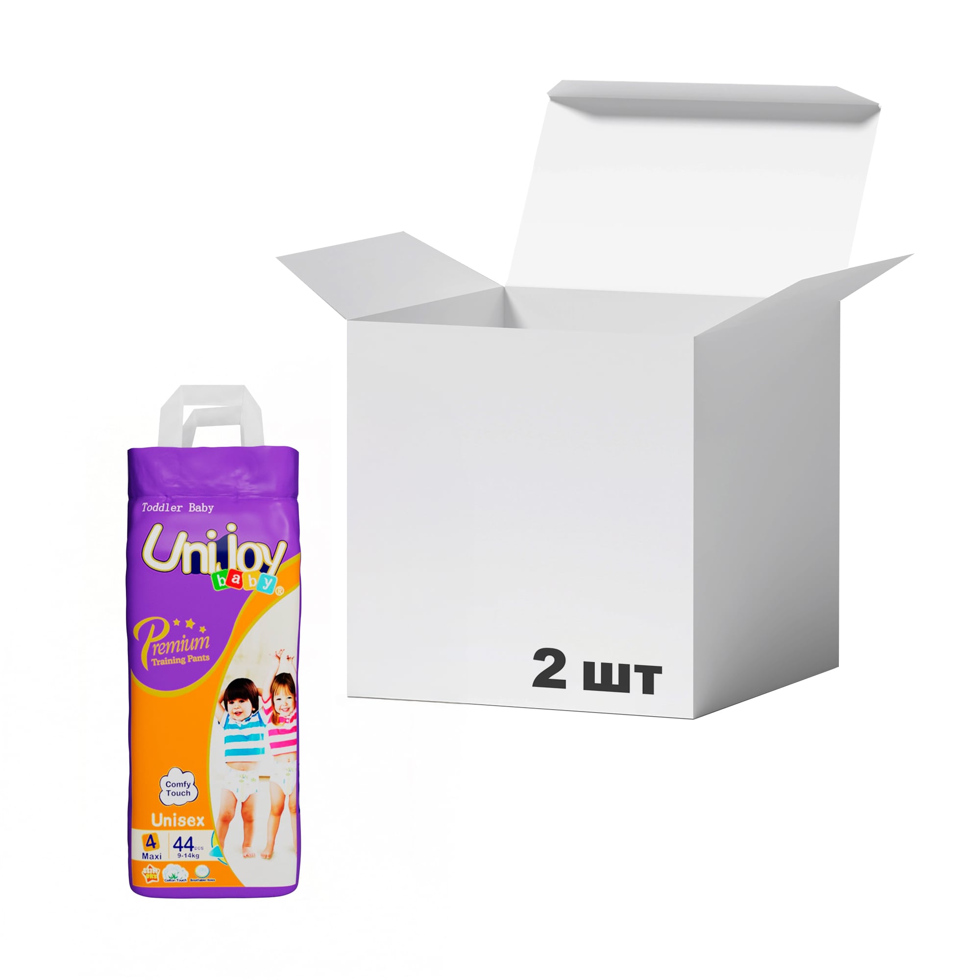 Упаковка підгузків-трусиків Unijoy Premium розмір L (9-14 кг), 44 шт * 2 шт